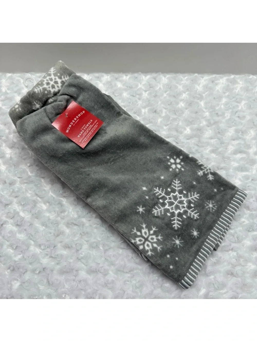 Wondershop Target Winter Wonderland 2 Pack Gray Hand Towels Snowflake Pattern